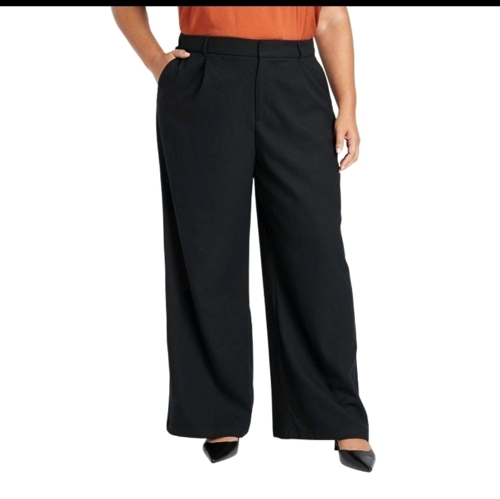 Ava & Viv Black High Rise Wide Leg Trousers Pants